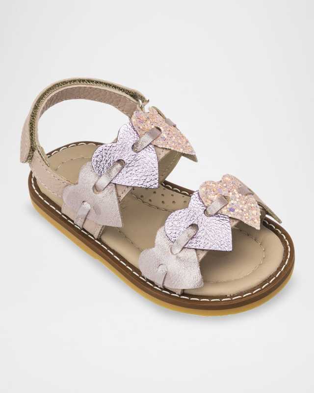 Girl's Cuore Heart Leather Sandals, Kids